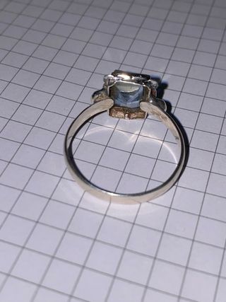 Anillo Plata Piedra Azul Rectangular 200