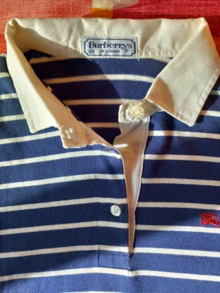 Polo Burberry Rayas Azul Blanco Talla 44