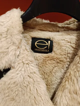 Cappotto denim marrone con pelliccia sintetica