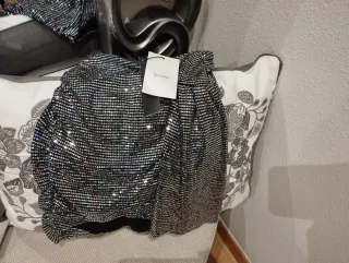 Minifalda plateada lentejuelas colores