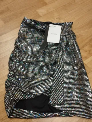 Minifalda plateada lentejuelas colores