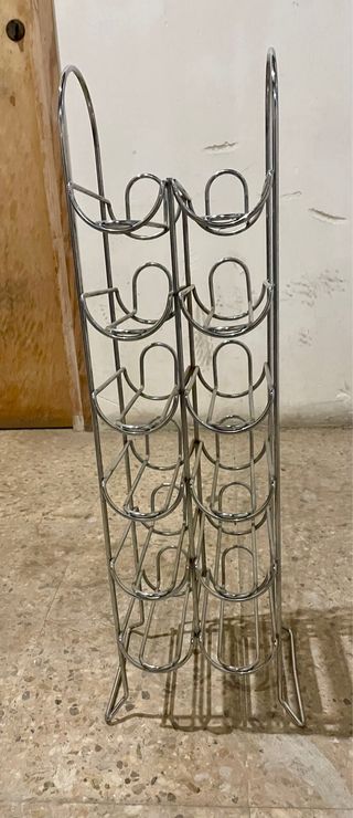 Botellero 12 botellas metal plateado