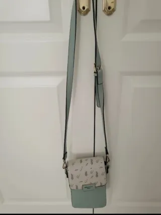 Bolso bandolera verde agua con estampado