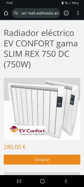 Radiador Eléctrico EV Confort 750W