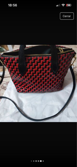 Bolso Bimba y Lola trenzado negro y rojo