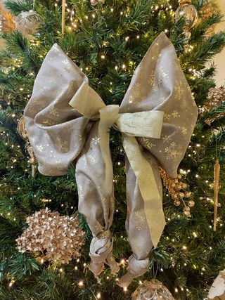 Fiocco puntale albero beige e oro