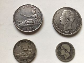 Monedas antiguas España 1870, 1871, 1883