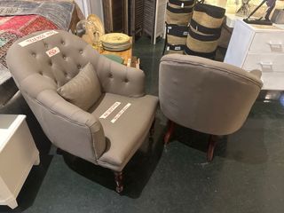 Butaca sofá beige tela y madera