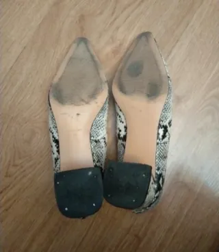 Zapatos Mango tacón pitón beige/negro