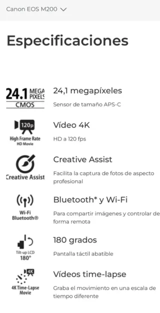 Cámara Canon EOS M200 mas bolsa transporte