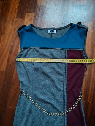 abito tubino tg M grigio bordeaux casual