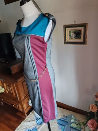 abito tubino tg M grigio bordeaux casual