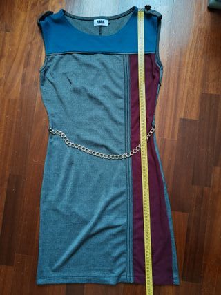 abito tubino tg M grigio bordeaux casual