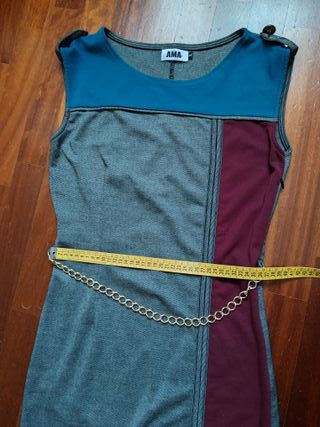 abito tubino tg M grigio bordeaux casual