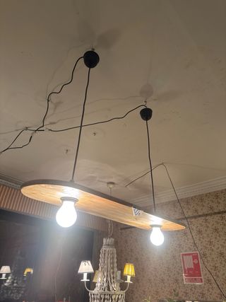 Lámpara de techo madera y cristal