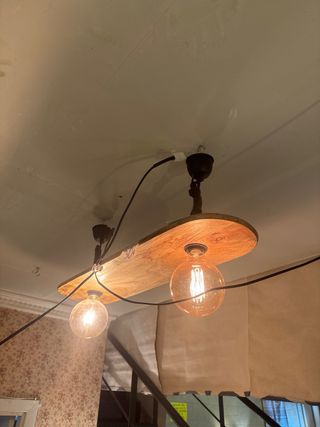 Lámpara de techo madera y cristal