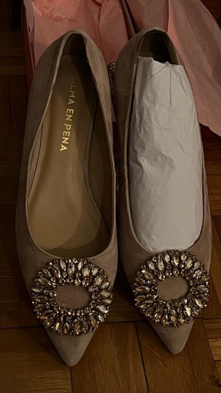 Bailarinas ALMA EN PENA beige con pedrería