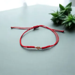 Pulsera Corazón Inicial Oro 14k Roja