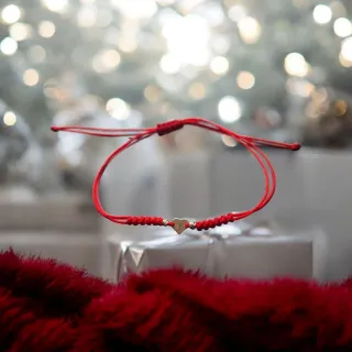 Pulsera Corazón Inicial Oro 14k Roja