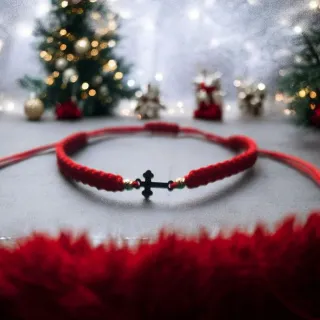 Pulsera Cruz Oro 14k Roja