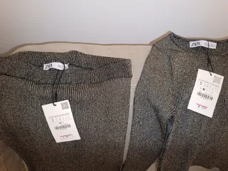 Conjunto Zara brillante dorado negro talla S