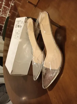 Zapatos de tacón transparentes dorados/plateados