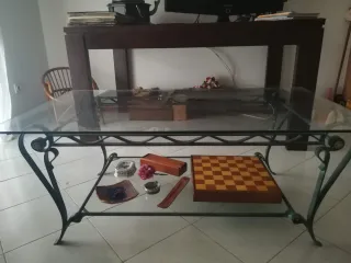 Mesa de centro vidro e ferro