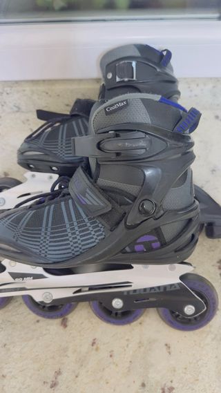 Patines en línea negros y morados 4 ruedas