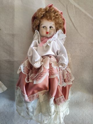 Set 3 Bambole Porcellana Abito Vintage