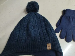 Gorro y guantes niño azul