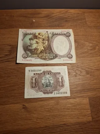 2 Billetes Pesetas de España