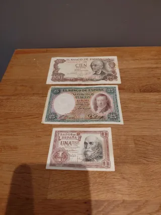 3 Billetes Pesetas de España