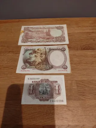 3 Billetes Pesetas de España