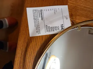 Bandeja redonda dorada con espejo