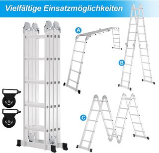 Escalera Multiusos Aluminio + 2 Placas Andamio