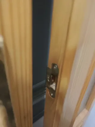 Puerta madera con cristal abatible