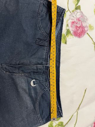 Pantaloni donna blu effetto glitter