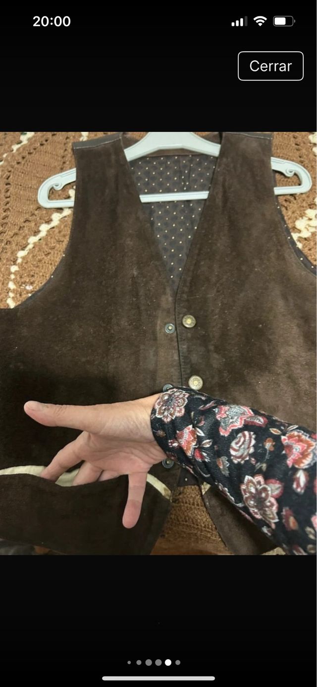 Giacchetta in pelle scamosciata marrone Taglia M