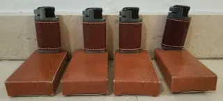 4 accendini a gas vintage in cuoio e ferro (5 € unità)