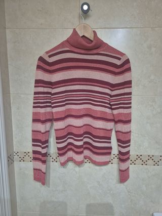 Jersey de rayas cuello alto brillante