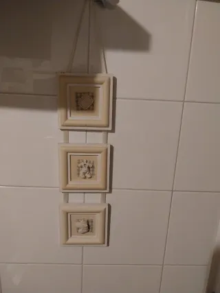 Set 3 Quadretti Legno Beige