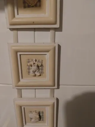 Set 3 Quadretti Legno Beige