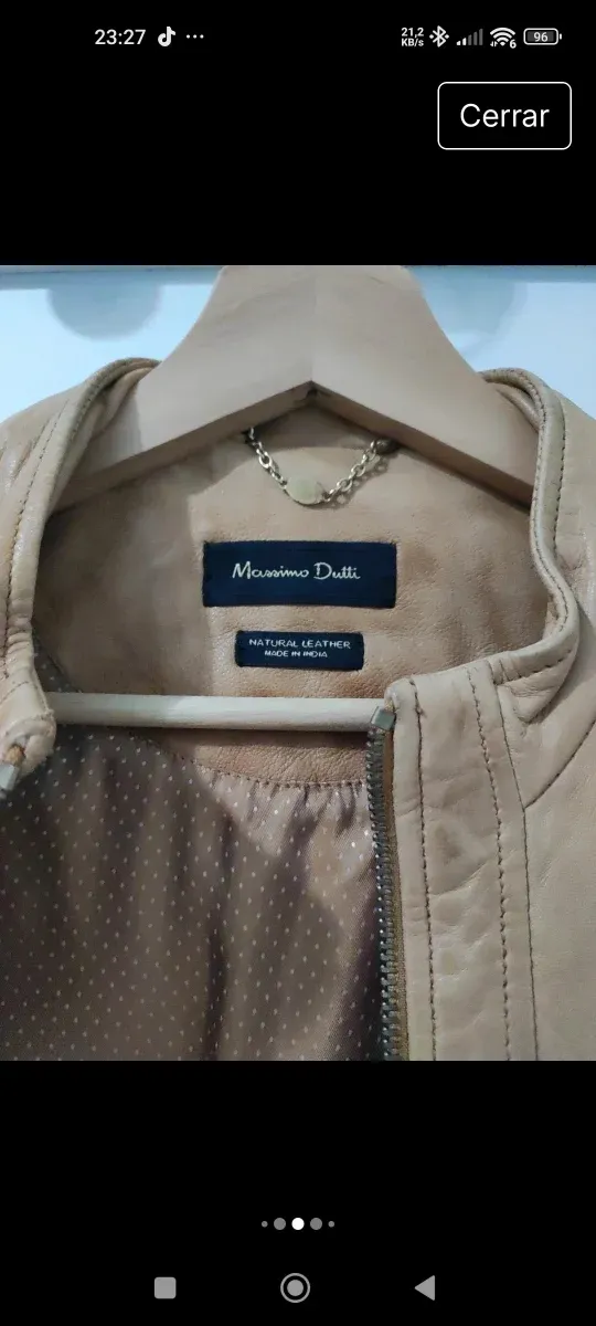 Jaqueta de couro Massimo Dutti Bege Feminina