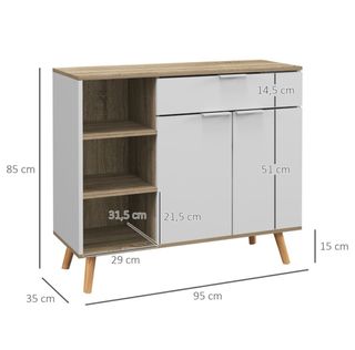 Mueble Cocina HOMCOM Blanco y Madera