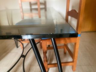 Mesa cristal patas forja