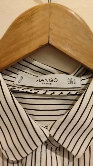 Camisa Mango Rayas Blanco y Negro