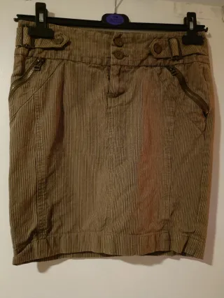 Falda marrón de rallas talla S