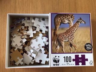 Lote 2 Puzzles WWF 100 Piezas Elefantes y Jirafas