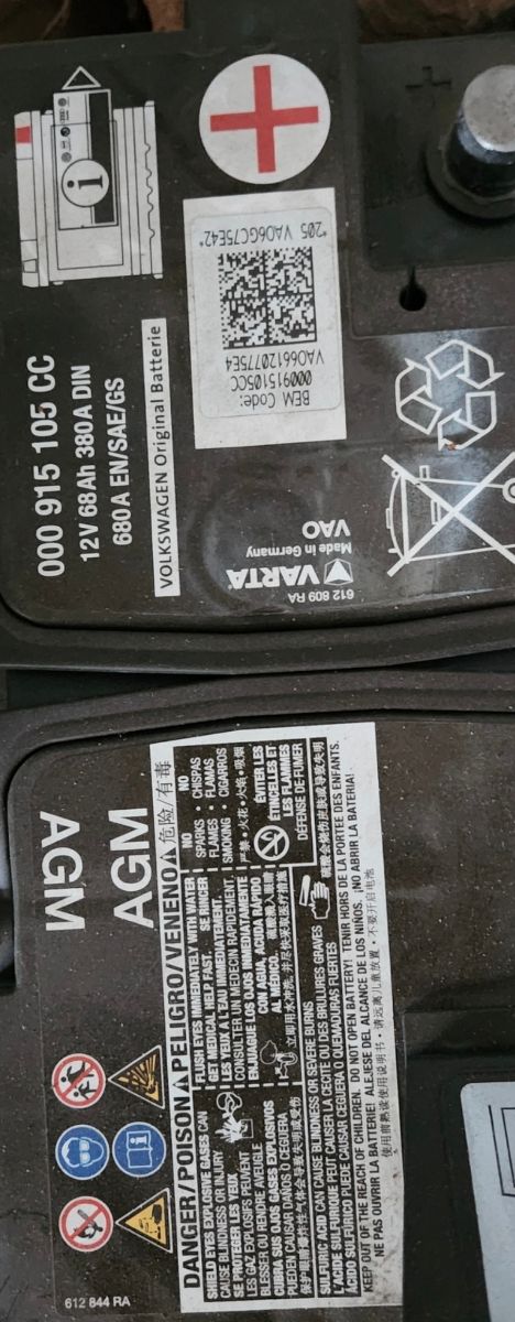 Batería Coche AGM Volkswagen 68Ah 380A