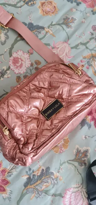 Bolso bandolera rosa metalizado BIMBA Y LOLA